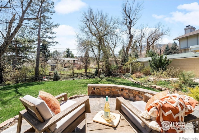 1516 Columbine Ave, Boulder, CO 80302 - view of patio / terrace with outdoor lounge area and a fenced backyard