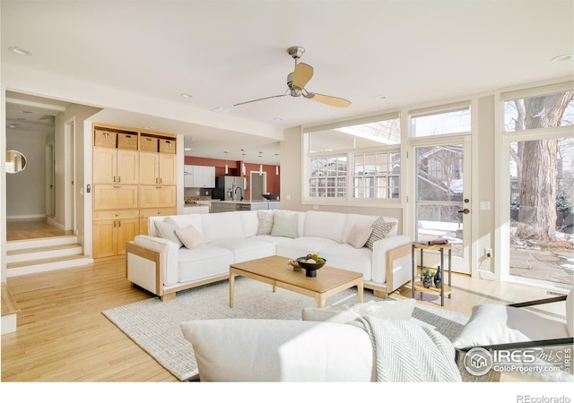 1516 Columbine Ave, Boulder, CO 80302 - living area featuring ceiling fan and light wood-style flooring
