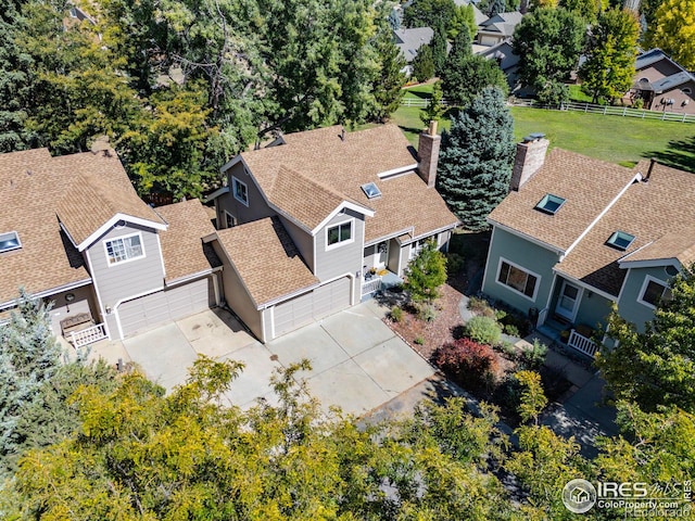 aerial view with a residential view