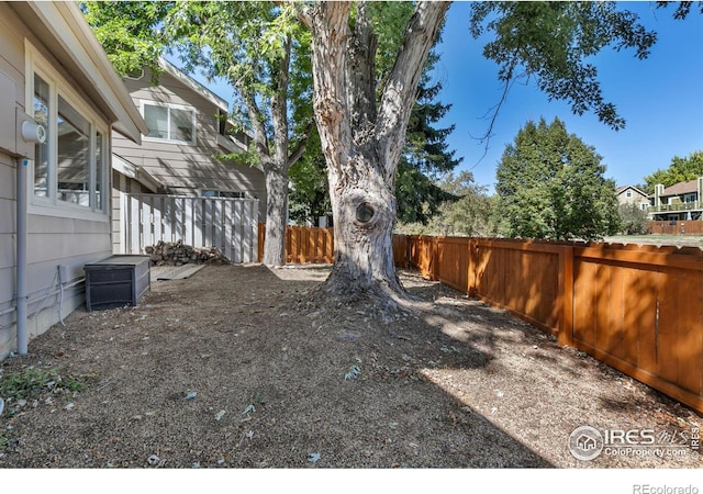 view of yard featuring a fenced backyard