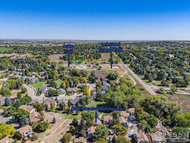 bird's eye view with a residential view