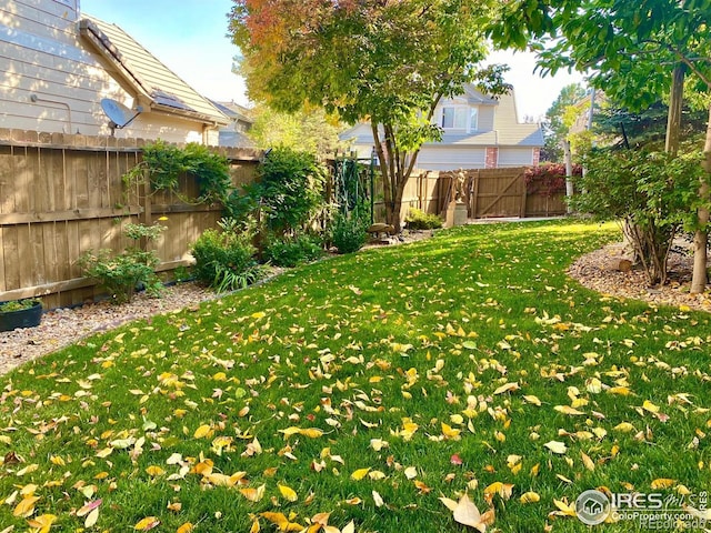 view of yard with a fenced backyard