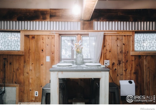 room details with wooden walls