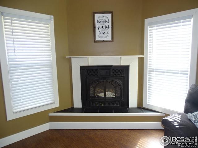 room details featuring wood finished floors and baseboards