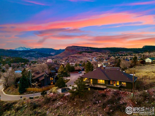 aerial view with a mountain view