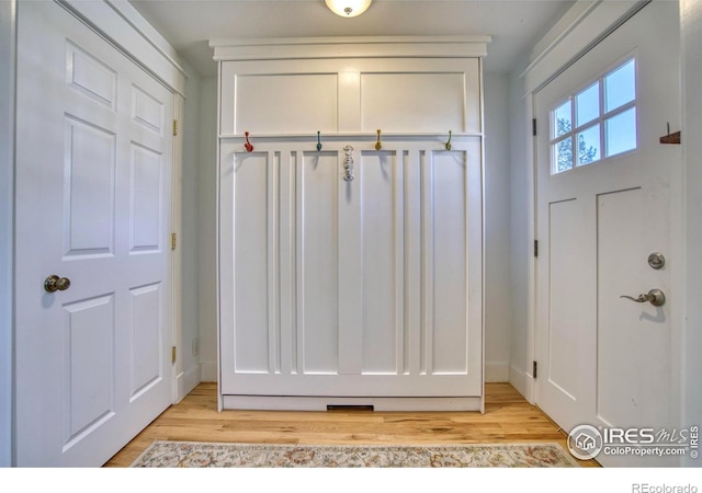 mudroom featuring light wood-type flooring