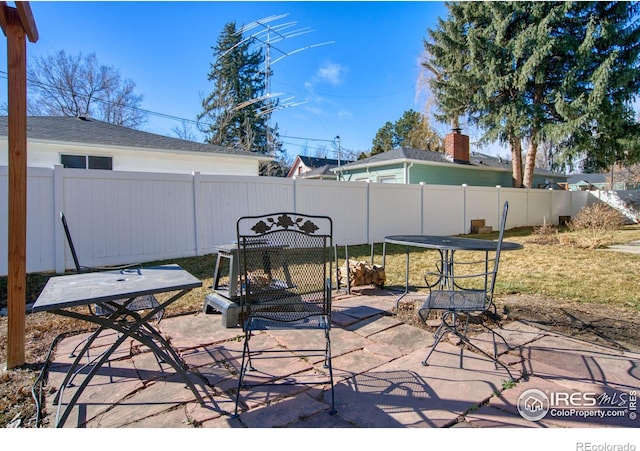 view of patio featuring a fenced backyard