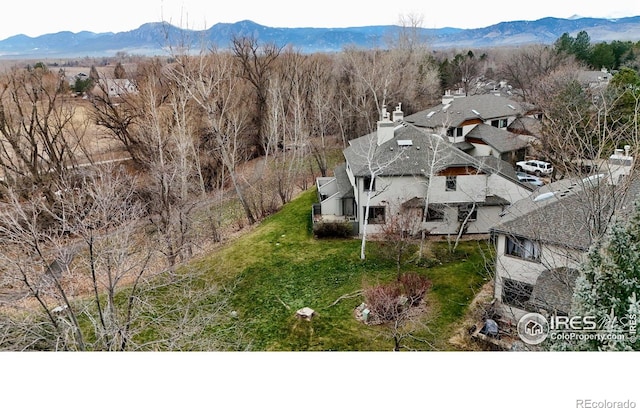 drone / aerial view with a mountain view