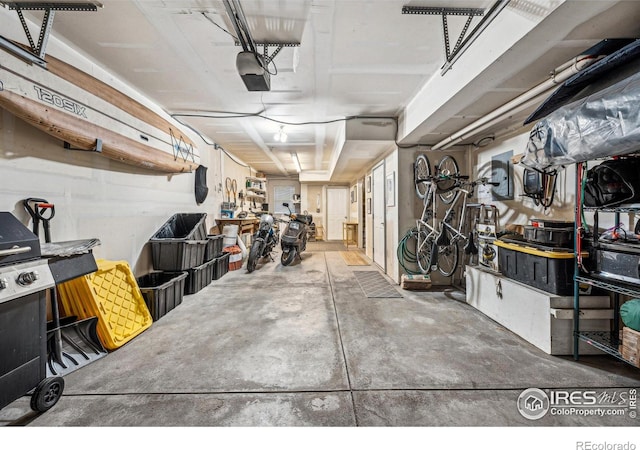 garage with a garage door opener