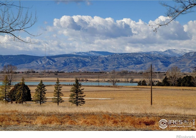 view of mountain feature featuring a water view