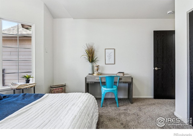 bedroom featuring carpet floors and baseboards