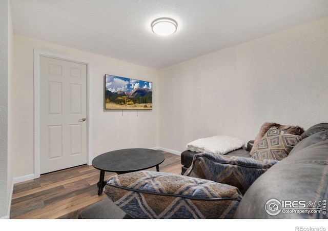 living room featuring baseboards and wood finished floors