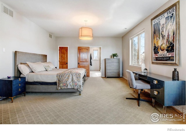 bedroom with carpet and visible vents