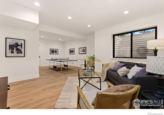 510 Wood St, Fort Collins, CO 80521 - living area with light wood-type flooring, recessed lighting, and baseboards