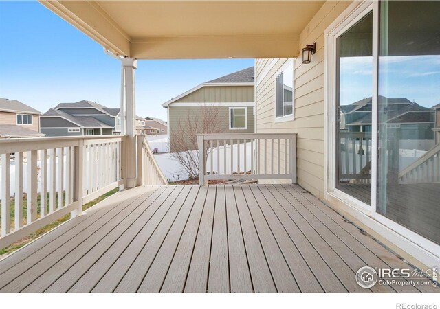 deck with a residential view