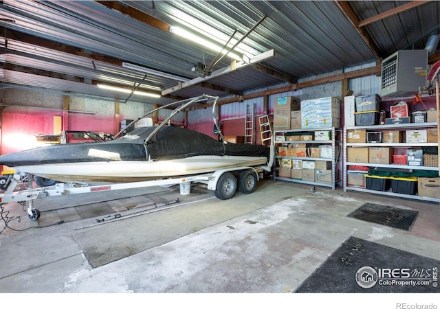 garage featuring metal wall