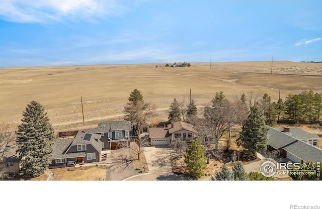 aerial view featuring a rural view