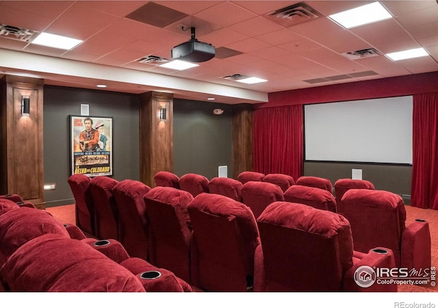 home theater room featuring visible vents