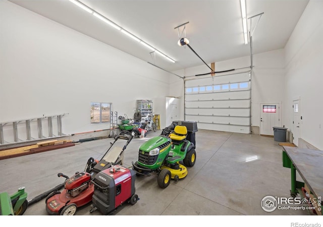 garage with a garage door opener