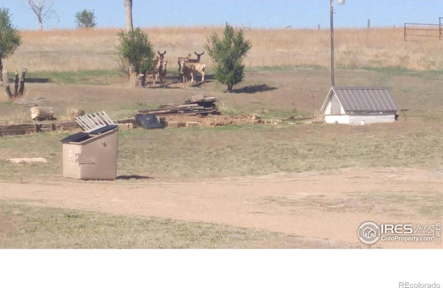 view of yard with a rural view