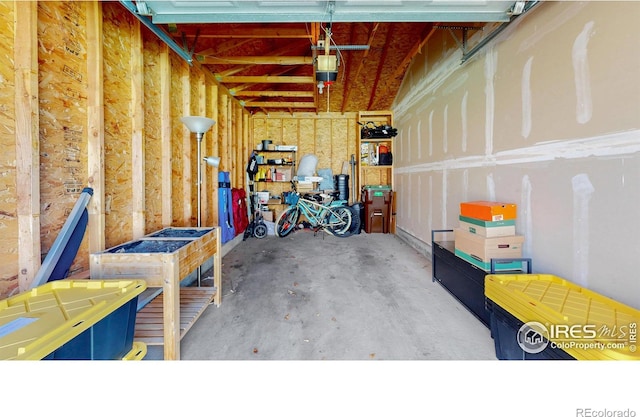 garage with a garage door opener