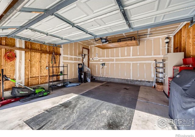 garage with a garage door opener