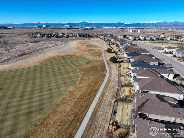 bird's eye view with a residential view and a mountain view