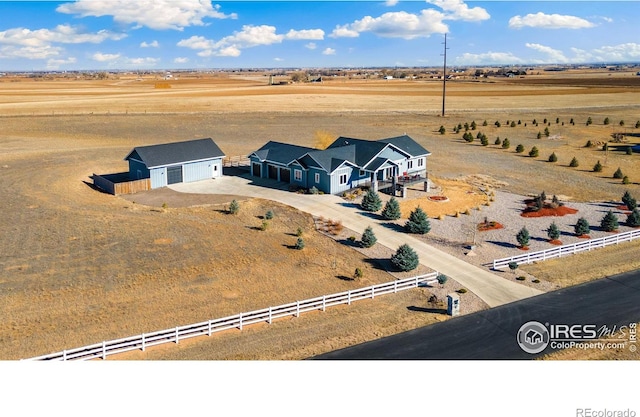 bird's eye view with a rural view