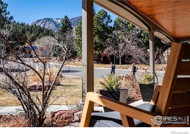 view of yard featuring a mountain view