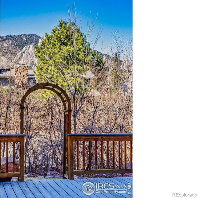 deck with a mountain view