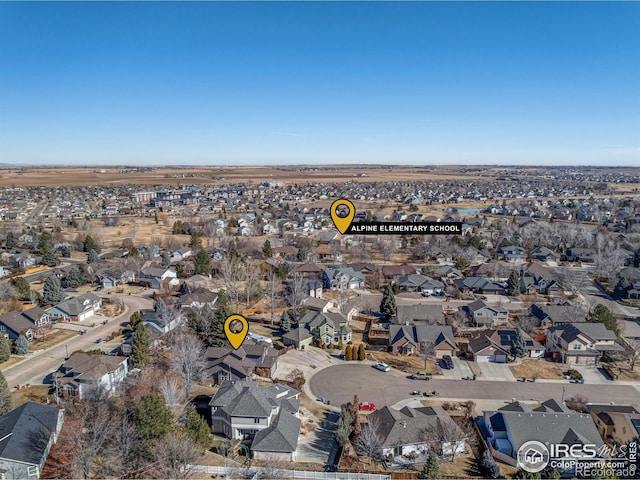 bird's eye view with a residential view