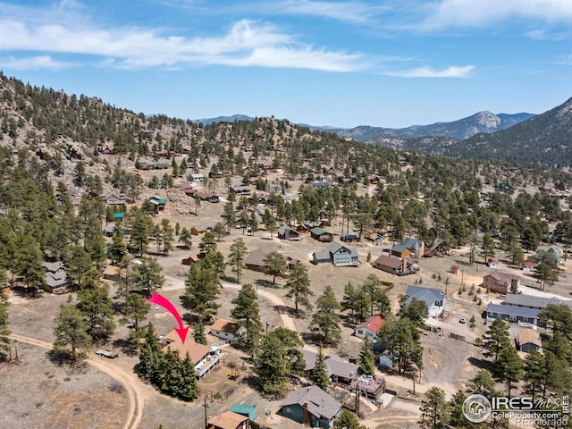 drone / aerial view with a mountain view