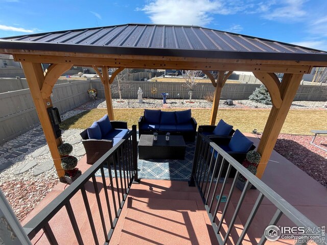 1431 Vantage Pkwy, Berthoud, CO 80513 - view of patio / terrace with an outdoor living space and a gazebo