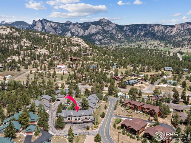 aerial view featuring a mountain view