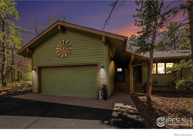 view of front of house with a garage