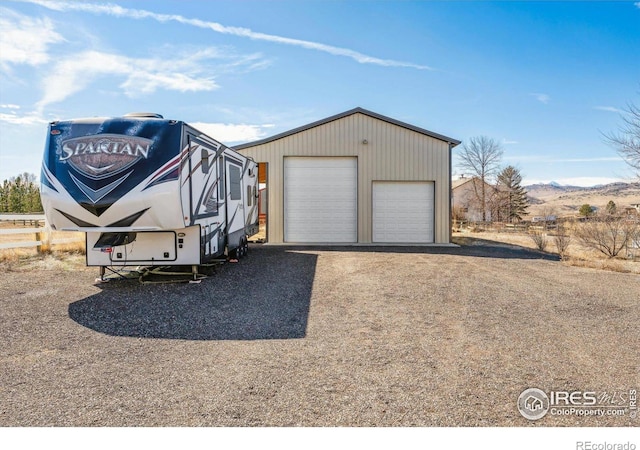 view of detached garage