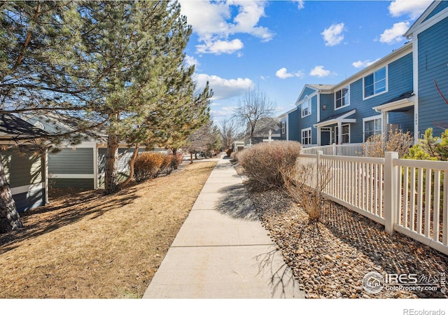 view of road with a residential view