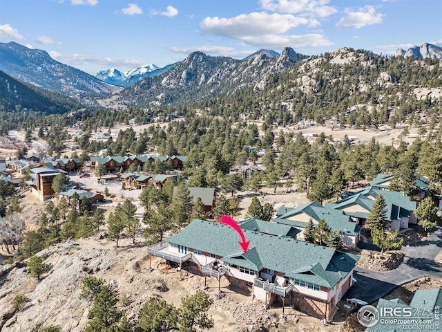 aerial view featuring a mountain view