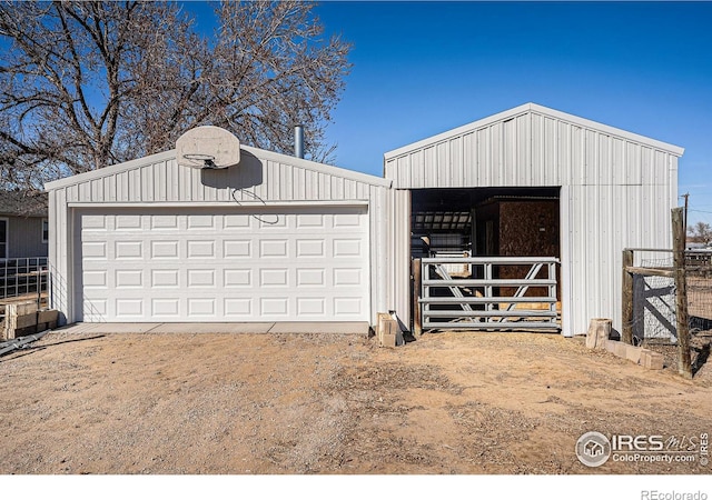 view of detached garage