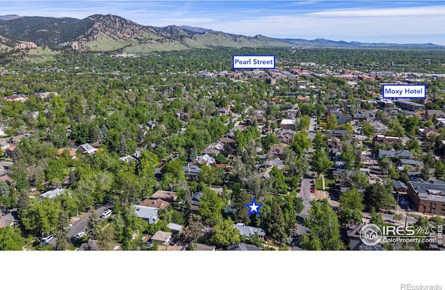 birds eye view of property featuring a mountain view