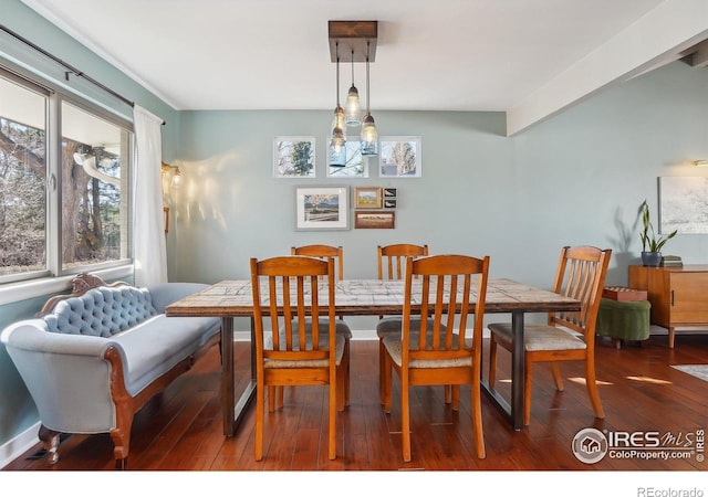 dining space featuring hardwood / wood-style flooring