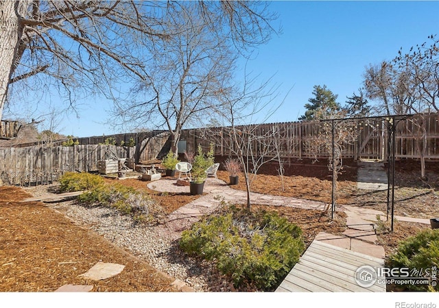 view of yard featuring a fenced backyard