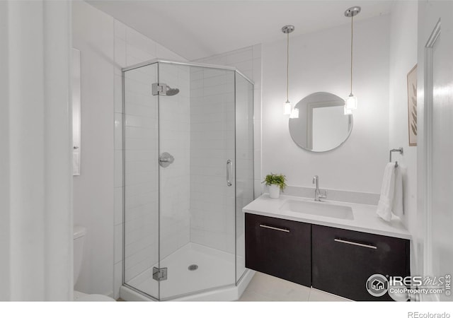 2444 9th St Unit 4, Boulder, CO 80304 - bathroom featuring vanity, a shower stall, and tile patterned floors