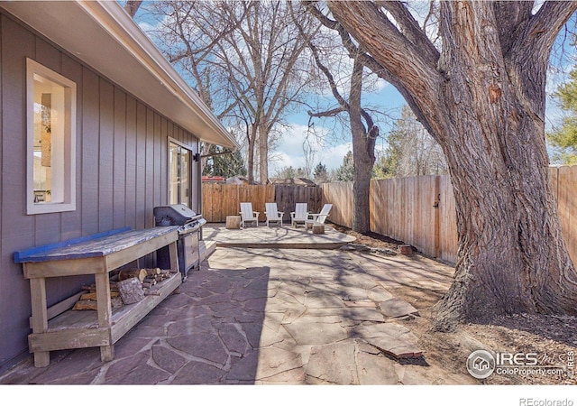 view of patio / terrace with a fenced backyard and grilling area