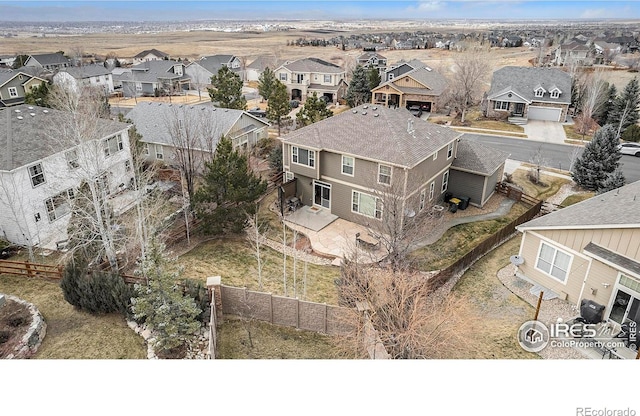 bird's eye view with a residential view