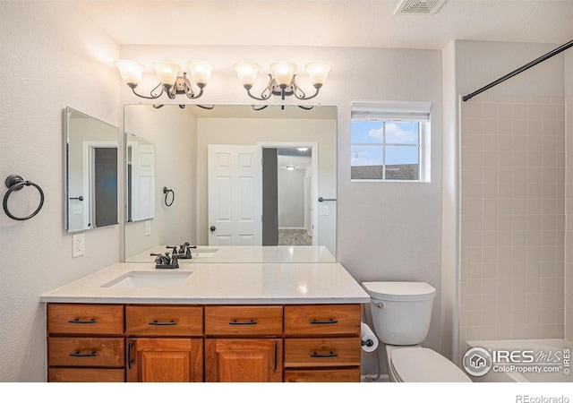 4910 Crimson Star Dr, Broomfield, CO 80023 - bathroom featuring vanity, a shower, and a chandelier