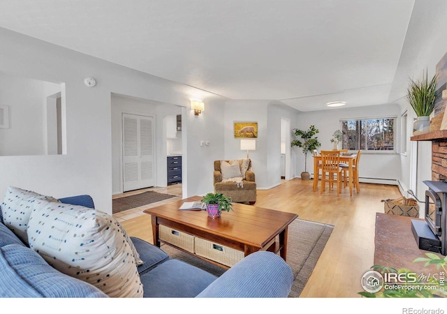 living room featuring light wood-style flooring