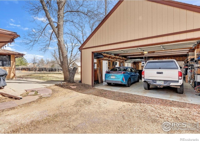 view of garage