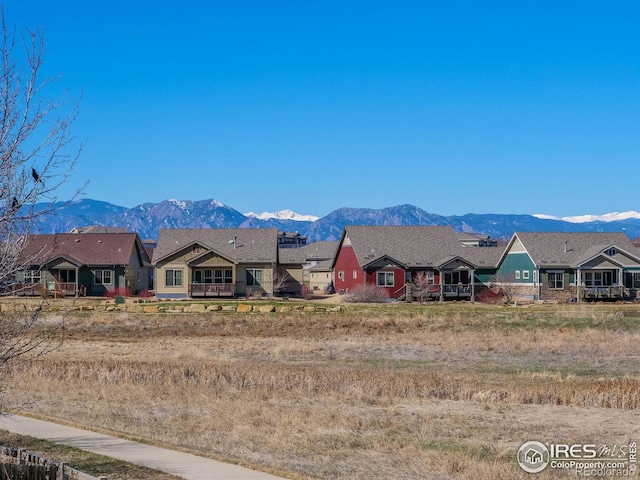 view of mountain feature featuring a residential view