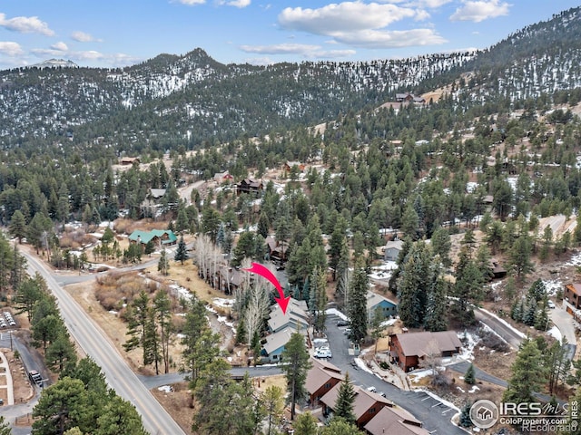 aerial view with a mountain view